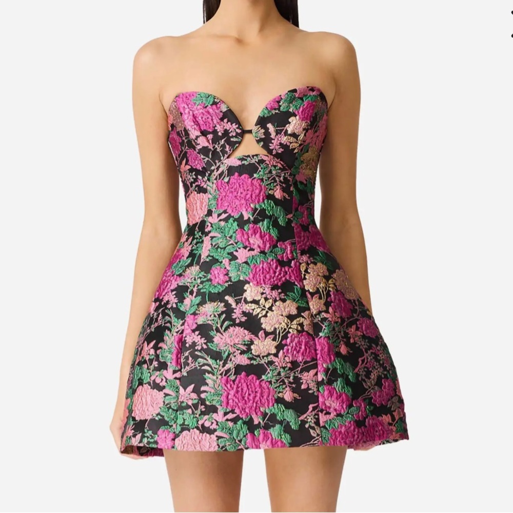 ELLIATT Raisa Tulip Jacquard Strapless Minidress Size Large